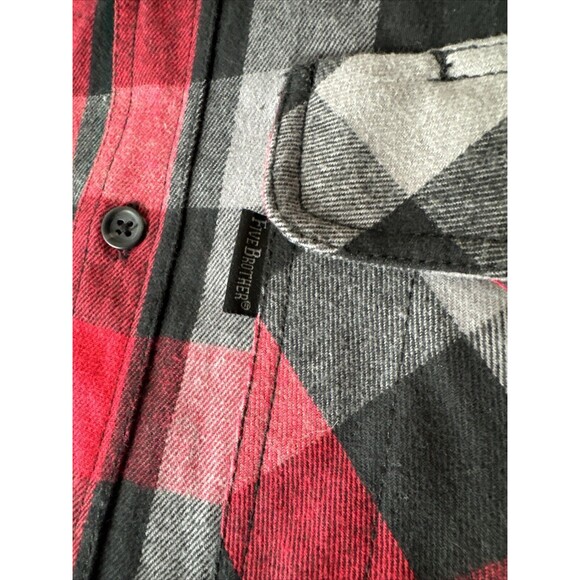 Five‎ Brother Heavy Weight Deluxe Flannel Shirt Red Black Plaid NWT Size Large - Picture 8 of 13